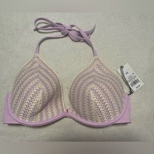Brand new shade and shire lightly lined bikini top lilac and cream colored